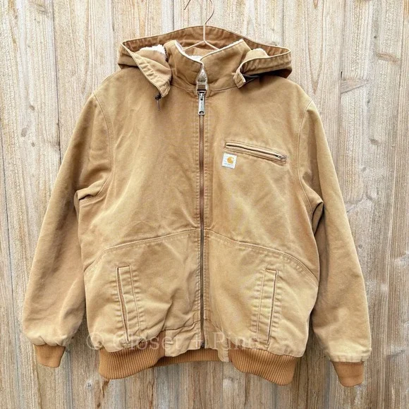 Carhartt Weathered‎ Wildwood Jacket Tan Size XXL Hooded Sherpa Lined - Picture 3 of 17